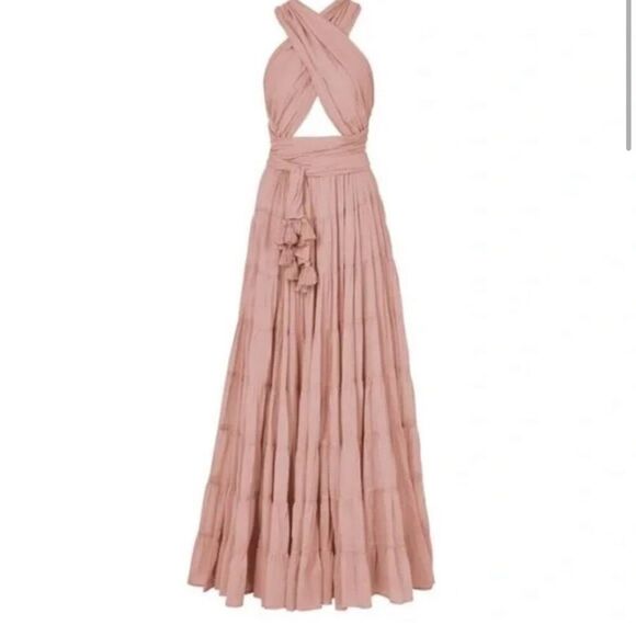 NWT 600.00 Erika Pena Womens Selma Convertible Wrap Cotton Boho Maxi Dress M/L - Picture 5 of 8